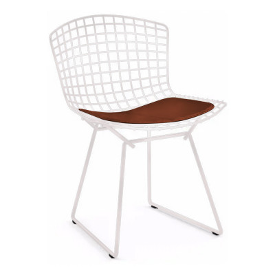 Cadeira Bertoia Branca Com Assento Marrom