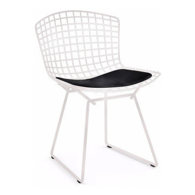 Cadeira Bertoia Branca Com Assento Preto