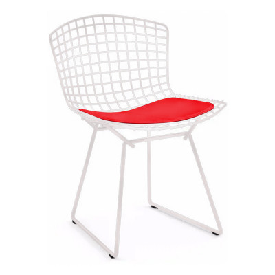 Cadeira Bertoia Branca Com Assento Vermelho