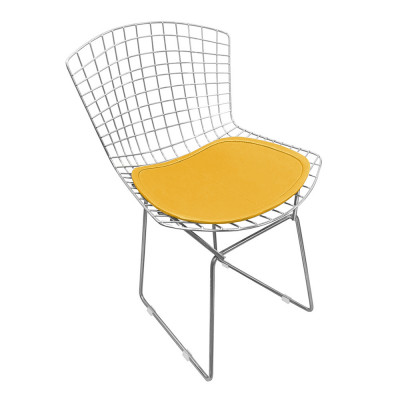 Cadeira Bertoia Cromada Com Assento Sintético Amarelo
