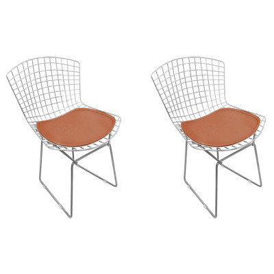Kit 2 Cadeiras Bertoia Cromada Com Assento Sintético Cobre