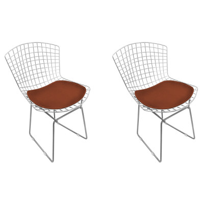 Kit 2 Cadeiras Bertoia Cromada Com Assento Sintético Marrom
