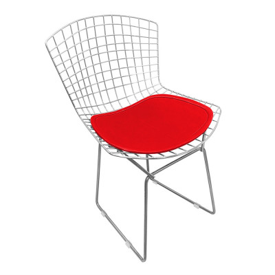 Cadeira Bertoia Cromada Com Assento Sintético Vermelho