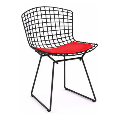 Cadeira Bertoia Preta Com Assento Vermelho
