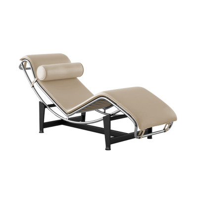 Chaise Lc-4 Cromada Em Sued Bege