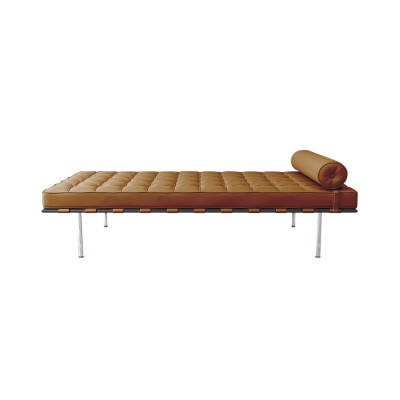 Couch Barcelona Inox Em Couro Natural Caramelo