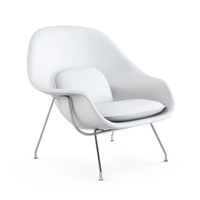 Poltrona Womb Chair Sem Puff Cromada Sintético Branco