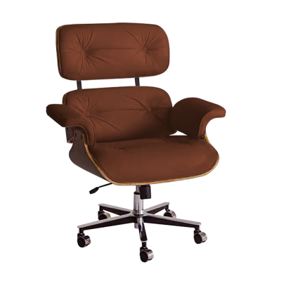 Poltrona Charles Eames Office Exec Couro Natural Marrom