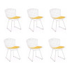 Kit 6 Cadeiras Bertoia Branca Com Assento Amarelo
