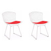 Kit 2 Cadeiras Bertoia Branca Com Assento Vermelho