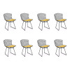 Kit 8 Cadeiras Bertoia Preta Com Assento Amarelo
