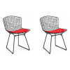 Kit 2 Cadeiras Bertoia Preta Com Assento Vermelho
